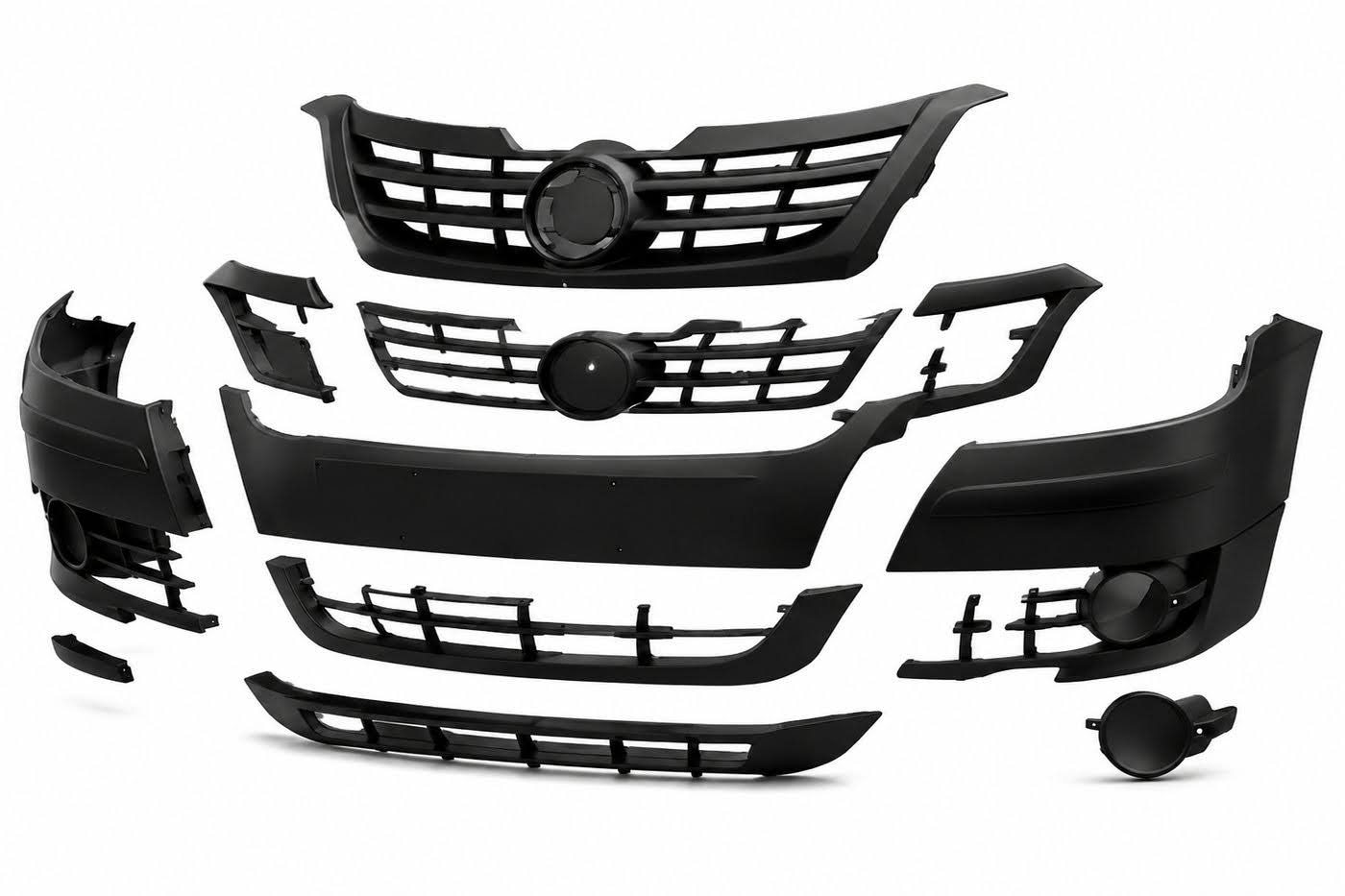 Conjunto de peças de para-choque automotivo impressas em resina SLA a laser, fotografia de produto ultra-realista
